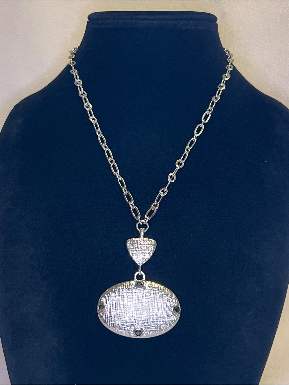 Chico's Silver Tone Reversible Pendant Necklace
